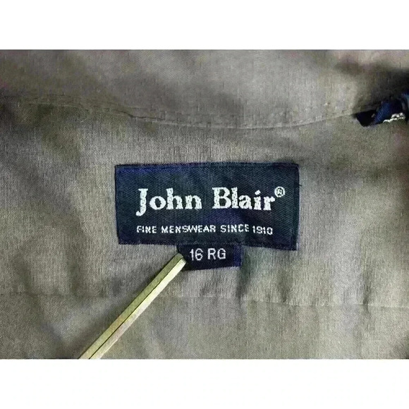 John Blair Mens Size 16 Button Up Shirt Gray Long Sleeve Cotton Polyester - Picture 5 of 10